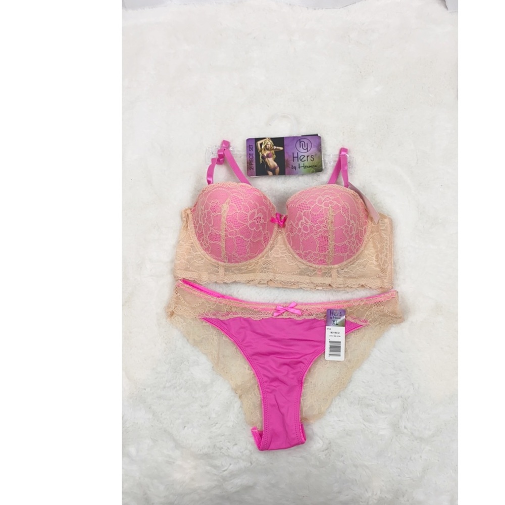 Hers by Herman Set of Bra & Panty Lace Pink Cream